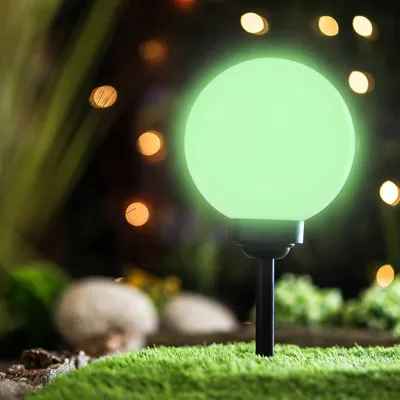 Produktbild von LUMILED Solar LED Kugelleuchte für außen Garten mit Erdspieß RGB Mehrfarbig ∅15 IP44 Kugel Gartenleuchte Außenleuchte Stehleuchte Wegeleuchte