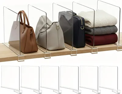 Productafbeelding van Plankenscheiders 6 stuks, transparant acryl, 30 x 20 cm, voor kledingkast