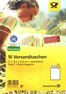 Produktbild von Deutsche Post - 10 Versandtaschen - Der Blaue Engel C5 braun nassklebend