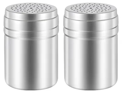 Produktbild von 2 Stück Puderzuckerstreuer, Edelstahl-Puderzuckerstreuer mit Deckel, Siebeinsatz für Puderzucker, Pfeffer, Zimtpulver, Kakaomehl