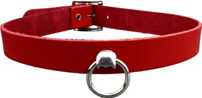 Produktbild von Lederhalsband blank - O-Ring - Choker - Gothic Punk Halsband aus Leder rot