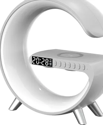 Obrázok produktu pre Biela multifunkčná lampa MajesticLine s budíkom a Bluetooth reproduktorom
