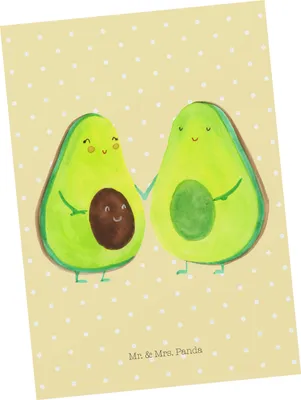 Produktbild von Mr. & Mrs. Panda Postkarte Avocado Pärchen - Gelb Pastell - Geschenk, Fotokarte, Grußkarte, Schwangerschaft, bildkarte, Liebe, Ansichtskarten, Avocados, Kinder, Familie