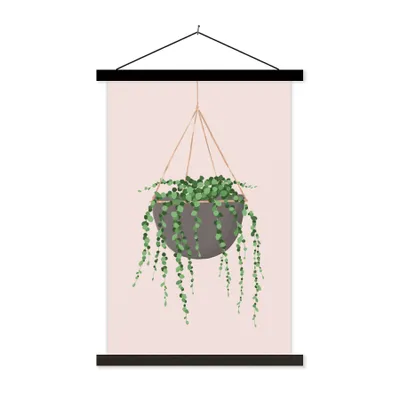 Produktbild von MuchoWow® Textilposter Pflanzen - Hängender Blumentopf 120x180 cm mit schwarzem Rahmen - Fotos