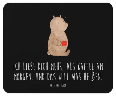 Produktbild von Mr. & Mrs. Panda Mauspad Bär Morgenkaffee - Schwarz - Geschenk, Mouse Pad, für Freundin, Hochzeitstag, Mousepad, pc mausunterlage, Frauen, Partner, mousematte, laptop