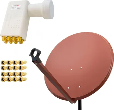 Produktbild von PremiumX SAT Anlage 80cm Satellitenantenne Ziegelrot Octo LNB 16x F-Stecker