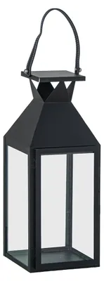 Image de Lanterne en métal, pour intérieur ou extérieur, noire, dimensions : 19 x 18 x 48 cm