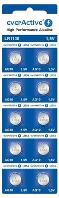 Productafbeelding van Alkaline batterijen, mini formaat, Everactive, type Ag10, G10, Lr1130, Lr54, 10 stuks