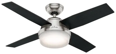 Image de Ventilateur de plafond avec éclairage et télécommande Dante Nickel brossé 112 cm