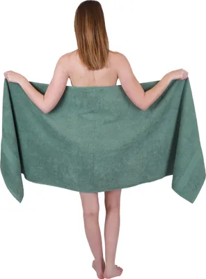 Produktbild von Betz Saunatuch 70 x 200 cm PREMIUM 100% Baumwolle Badetuch Liegetuch Strandtuch   Farbe: tannengrün