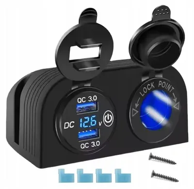 Produktbild von Sparky Zigarettenanzünder USB-Ladegerät 2xQC 3.0 Voltmeter Panel