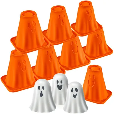 Immagine prodotto di Stampo in silicone a forma di fantasma, confezione da 8 pezzi, ideale per Halloween, per preparare gelatine, budini, cioccolato o candele