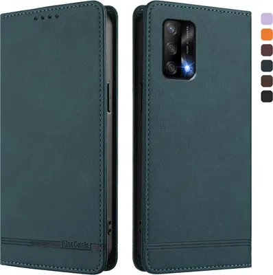 Produktbild von Hülle für Oppo A74 4G/A95 4G/F19/F19s, Retro Kunstleder Ständer Klapphülle mit Kartenfächer und Magnetische Grün