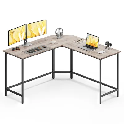 Produktbild von VASAGLE Eckschreibtisch, L-förmiger Computertisch, 140 x 140 cm, für Büro, einfacher Aufbau, greige-schwarz