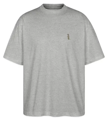 Produktbild von Spreadshirt Bestickt Erdmännchen Oversize Uni T-Shirt, S, Grau meliert
