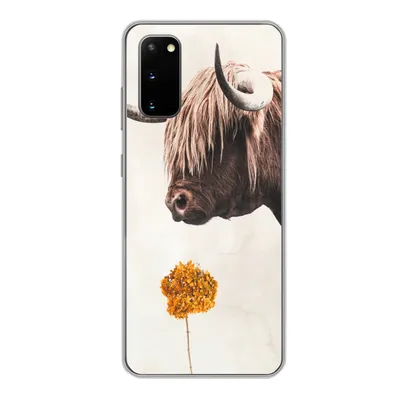 Produktbild von MuchoWow® Handyhülle Schutzhülle Hülle für Samsung Galaxy S20 Schottischer Highlander - Vintage - Blume Silikon Softcase Handy Hülle - Bild