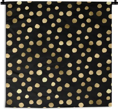 Produktbild von MuchoWow® Wandteppich Wandbehang Muster - Punkte - Gold 150x150 cm Tapisserie Dekoration Wandtuch - Wohnaccessoires - Modernes