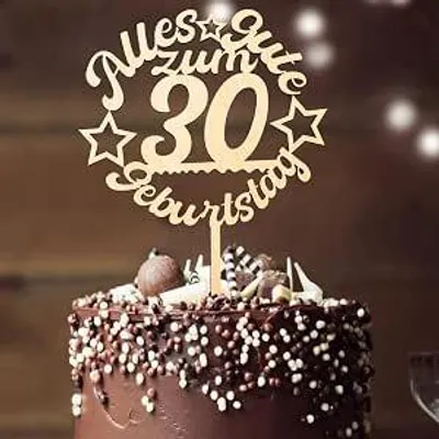 Produktbild von Holz- Taartdecoratie für Geburtstage - Dekorative Girlande und Zubehör - für Hochzeit, Geburtstag & Party