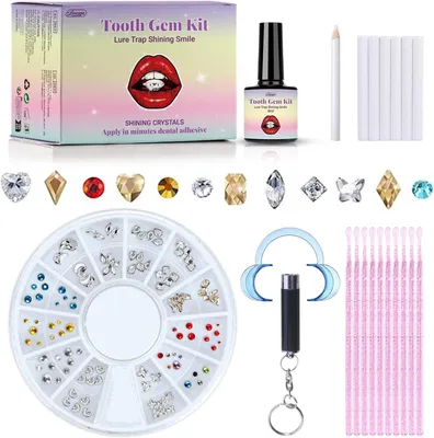 Produktbild von Tandsteenset 140 Stück, abnehmbare Zahnschmuck, inklusive Werkzeug, für Zahnverzierung