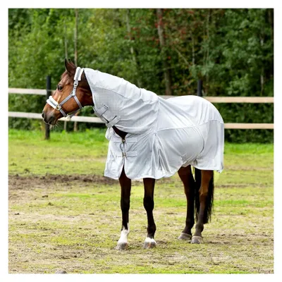 Produktbild von Pferdedecke Nevada Combo, Regendecke und Fliegendecke für Pferde und Ponys, Grau, 135