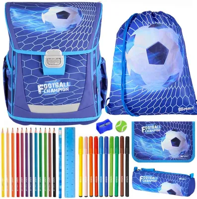 Produktbild von Spirit Schulranzen Set Cool Fussball Champion 10-teilig gefüllt blau