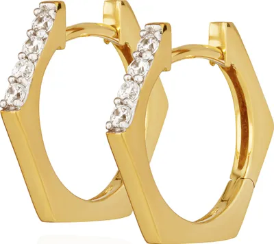 Produktbild von NKlaus Paar Scharnier Creole 333 Gelbgold 8 Karat 16,5x14mm Zirkonia weiß Goldohrringe 14559
