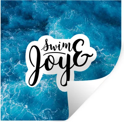 Produktbild von MuchoWow® Wandtattoo Wandsticker Wandaufkleber Meer - Schwimmen - Zitate - Sommer 30x30 cm Selbstklebend und Repositionierbar - Repositionierbar - Wasser abweisend