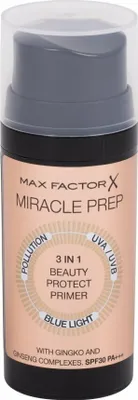 Produktbild von Max Factor Miracle Prep Beauty Protect SPF30 PA+++, Jeder Hauttyp, 30 ml, Flüssigkeit, Pumpenflasche, Grundierung, Schutz, Strahlend