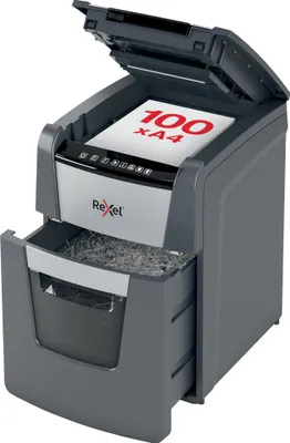 Produktbild von Rexel Optimum AutoFeed+ 100X - Kreuzschreddern - 22 cm - 4 x 28 mm - 34 l - 55 dB - Berührung