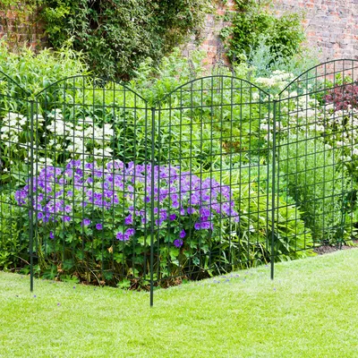 Produktbild von LZQ Teichzaun Gartenzaun 22tlg Set Zaun 10 Elemente Metall Gitterzaun Komplettset Hundezaun Metallzaun Steckzaun inkl. Befestigungsstäben (Oberbogen, Grün)
