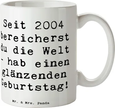 Produktbild von Mr. & Mrs. Panda Tasse Spruch 2004 Geburtstag - Weiß - Geschenk, Happy Birthday, Geburtsjahr, einzigartig, für kaffee, Glückwunsch, Teetasse, Kaffeetasse, Becher