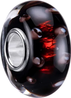 Produktbild von MATERIA by Matthias Wagner Glas Bead Anhänger schwarz rot mit Glitzerfolie für Armband 1258