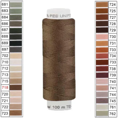 100m / 1 Spule Unipoly 120 TEX14x2 Polyester sepiabraun