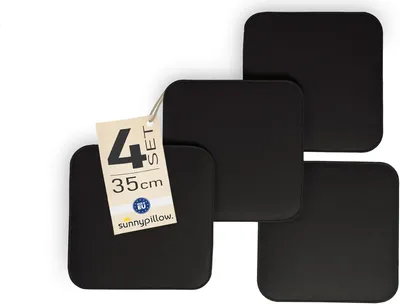 Produktbild von sunnypillow 4er Set Stuhlkissen aus Filz quadratisch 35x35 cm | gemütliche Filzkissen für Bank und Stuhl | Indoor/Outdoor | Sitzkissen | Schwarz