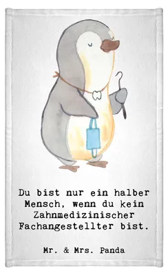 Produktbild von Mr. & Mrs. Panda Handtuch Zahnmedizinischer Fachangestellter Herz - Weiß - Geschenk, gästetuch frottee, Mini-Handtuch, baumwolle, Kleines, Gästehandtuch Bunt
