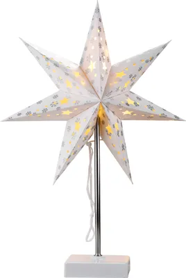 Produktbild von HI Papierstern leuchtend mit silber Schneeflocken 76208