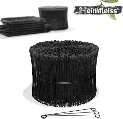Produktbild von Heimfleiss® Ösendraht Betonbindedraht 1,4 x 140 mm (1000 Stk.) - PVC ummantelter Rödeldraht in schwarz - Bindedraht für Drillapparat