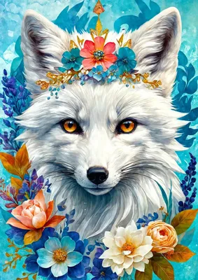 Productafbeelding van Puzzel van 1000 stukjes, merk "dílků", afbeelding: "Blooming Snow Fox" (Bloeiende sneeuwvos)