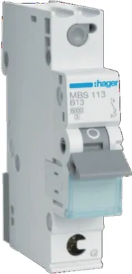 Immagine prodotto di Interruttore Hager LS unipolare, 6 kA, caratteristica B, 13 A Hager MBS113, 1 pz.