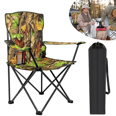Produktbild von Faltstuhl Camouflage Campingstuhl, Anglerstuhl mit Getränkehalter & Tragetasche,Klappstuhl Gartenstuhl