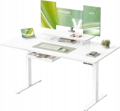 Zdjęcie produktu dla BIAŁE BIURKO Z ELEKTRYCZNĄ REGULACJĄ WYSOKOŚCI 140 x 70 cm PORT USB-C
