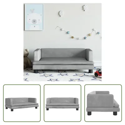 Imagen del producto de Living Store: Sofá infantil, color gris claro, 80x45x30 cm, tapizado en terciopelo