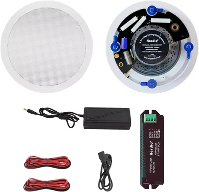 Image de Haut-parleurs de plafond Bluetooth de 6,5 pouces, 2 voies, 320 watts, système stéréo intégré, pour salle de bain, chambre, maison, salon