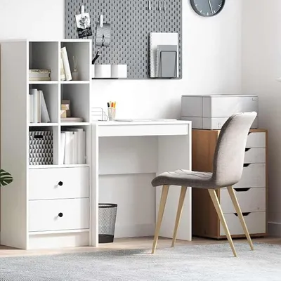 Produktbild von Weißer Schreibtisch, 70 x 40 x 76 cm, Computer-Schreibtisch für Schlafzimmer, Wohnzimmer, Arbeitsplatz, Arbeitstisch, Computertische