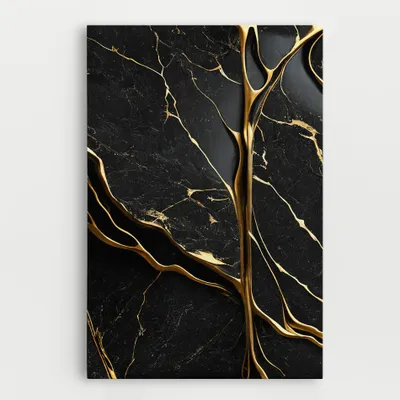Produktbild von ARTHUB® Leinwandbild 80x120 cm, Black Square Marble | Wohnzimmerdekoration, Hängende Bilder, Wanddekoration, Heimdekoration, Abstrakte, Marmor