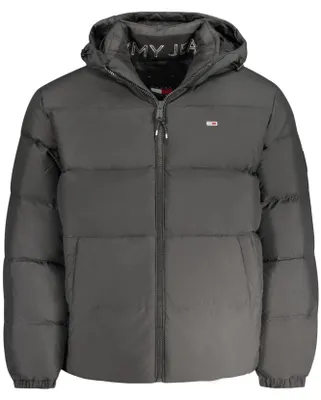 Produktbild von Herrenjacke schwarz mit abnehmbarer Kapuze aus recyceltem Polyester