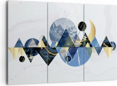 Produktbild von Bild auf Leinwand - Leinwandbild - 3 Teile - Abstraktion Geometrisch Berge - 165x110cm - Wand Bild - Wanddeko - Wandbilder - Leinwanddruck - Bilder - Wanddekoration - Leinwand bilder - CE165x110-4814