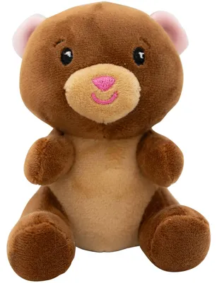 Produktbild von Amscan Ballongewicht Plüschtier Braunbär, 11 cm, 90 g, 2-in-1 Luftballon-Beschwerer, Braun-Pink
