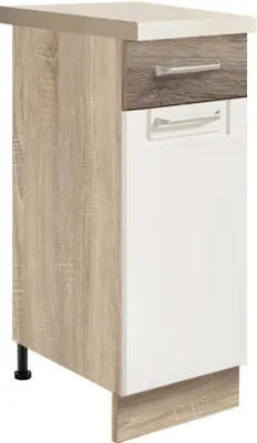 Produktbild von ECONO 1D – Unterschrank 30 cm mit Schublade und Tür, Weiß Hochglanz