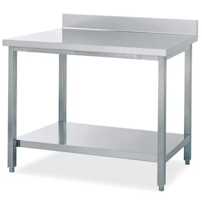 Produktbild von Edelstahl-Arbeitstisch, LxB 1000 x 700 mm, Arbeitsplatte mit Aufkantung, mit Ablageboden